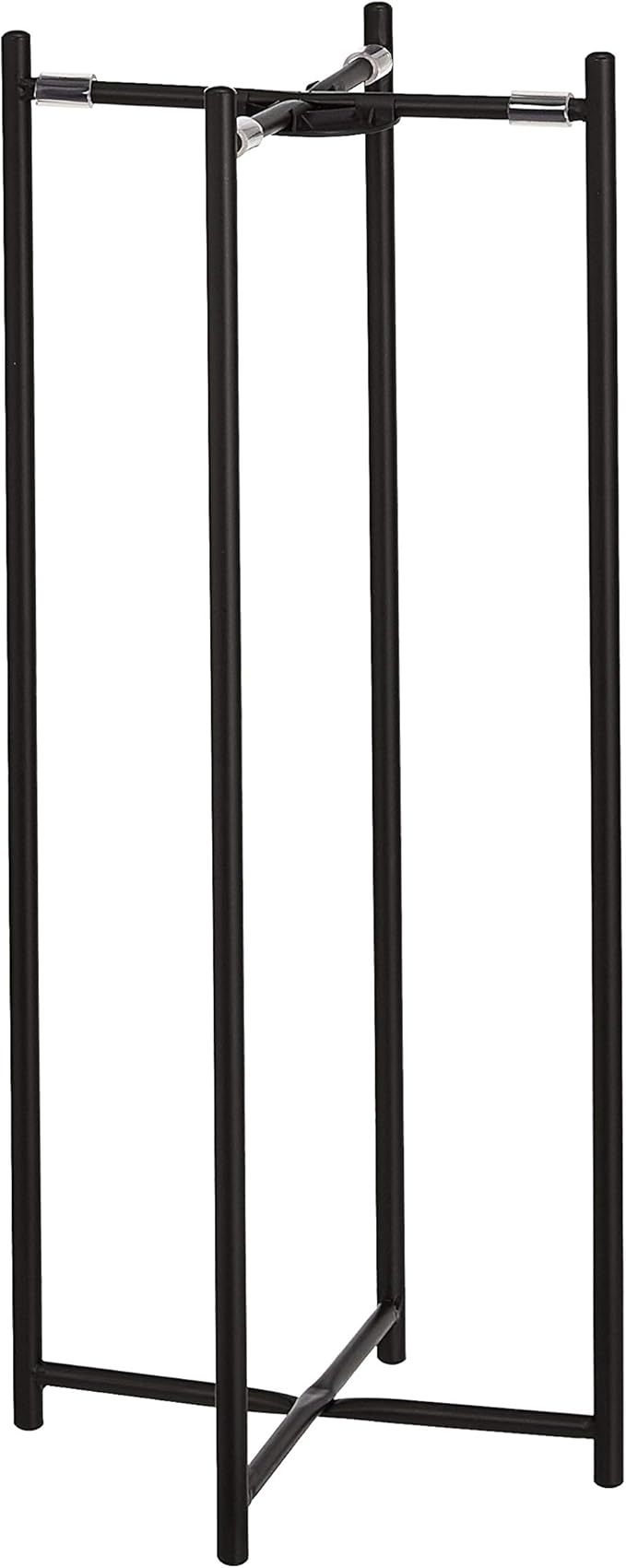 Amazon Basics Two-Tier Indoor Outdoor Metal Round Plant Stand for Multiple Plants, Rustproof Flower Holder with Plant Shelf, Black