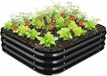 Galvanized Raised Garden Bed for Gardening, 4x4x1ft Large Square Metal Planter Boxes Outdoor for Vegetable,Flower,Herb,Modular Above Ground Growing Container,Black, Easy Assembly