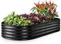 Plant & Plot Galvanized Raised Garden Beds Outdoor // 6×3×1 ft Planter Raised Beds for Gardening, Vegetables, Flowers // Large Metal Garden Box // Patented Tool-Free Design (Black)