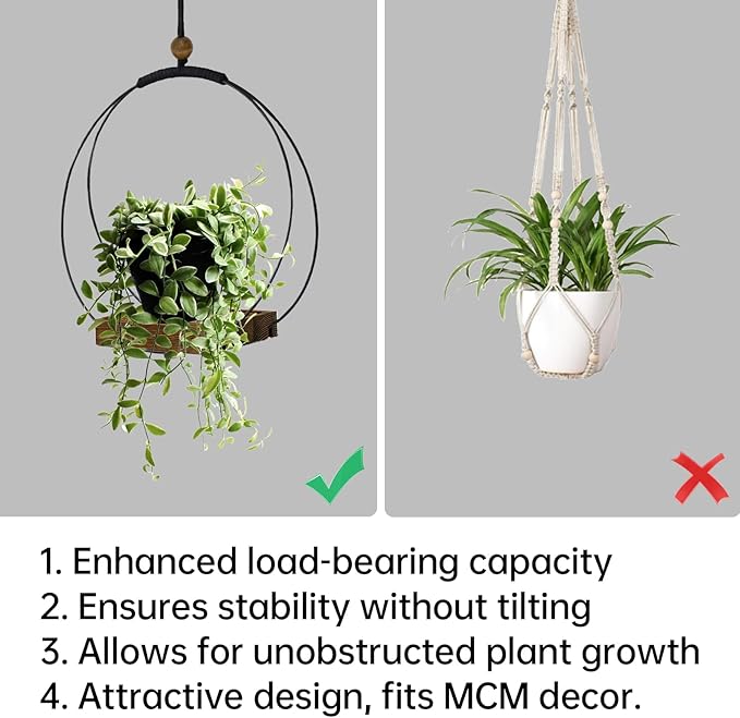 Hanging Planter for Indoor Plants - Outdoor Plant Hanger, Mid Century Metal Plant Hanger, Indoor Conner Ceiling, Gift for Mom, Plant Lovers, Housewarming