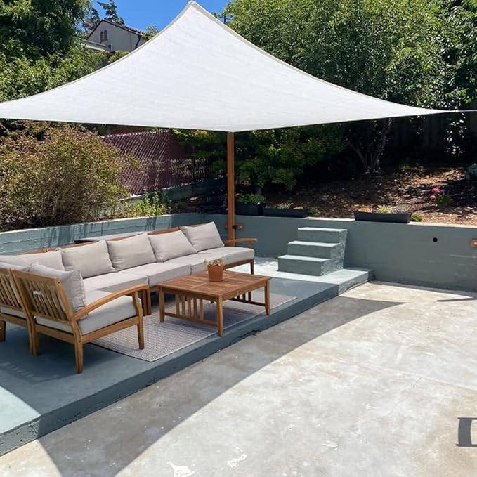 Quictent 12x16ft 185G HDPE Rectangle Sun Shade Sail Canopy White 98% UV Block Outdoor Patio Garden with Hardware Kit