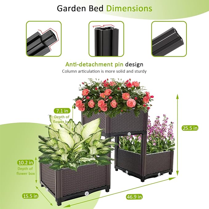 Raised Garden Bed with Legs Planters for Outdoor Plants pots Elevated Garden Boxes Garden Patio Balcony Deck to Planting Flowers Vegetables Tomato and Herbs