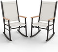 Shintenchi 2 Pcs Outdoor Rocking Chairs Set,Upgraded High Back Patio Rocking Chairs Set,Breathable Textilene Fabric Rocking Chair for Porch,Patio,Garden,Balcony,Creamy White