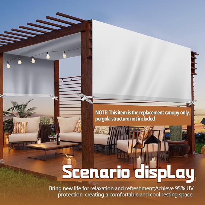Universal Pergola Replacement Canopy Outdoor Canopy Shade Cover Waterproof Shade Top Cover for Outdoor Patio Porch Backyard (14 x 10 ft,Beige)