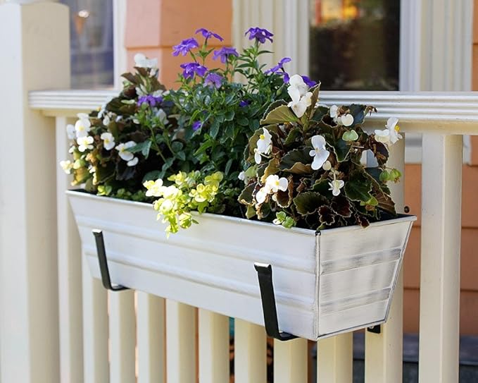 Achla Designs Galvanized Window Flower Box Planter-Cape Cod White-Small (22" L x 6" W x 5" H)