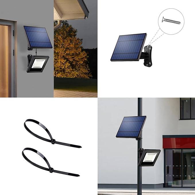 Solar Lights Outdoor Dusk to Dawn 4400mAh Solar Flood Lights Waterproof LED 3000K Spot Light for Yard, Street, Porch, Outside, Landscape Lighting, Warm White