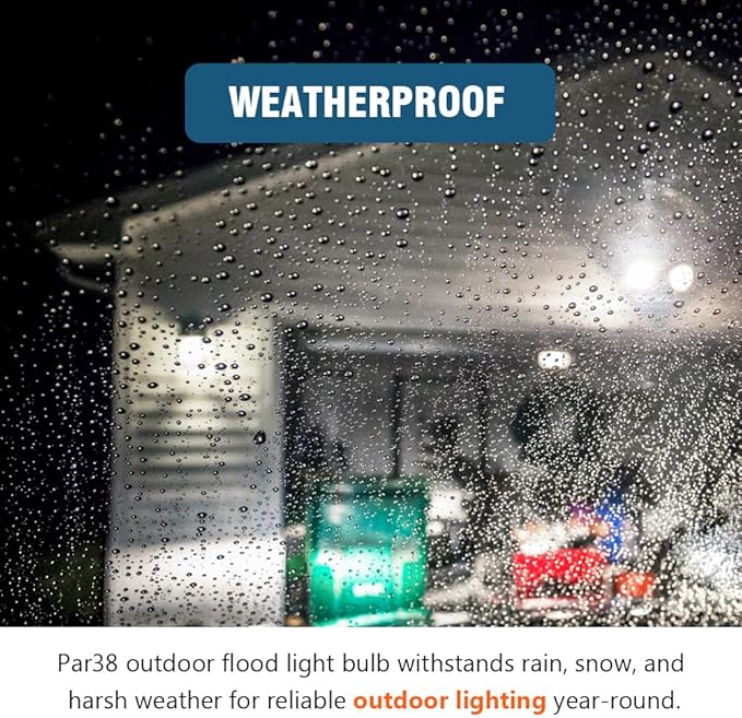 PAR38 LED Flood Light Bulbs Outdoor, 18W (120W Equivalent), Warm White 3000K, Dimmable Weatherproof E26 Base Outdoor Flood Lights for Porch, Yard, Garage, 1800LM, 4 Pack