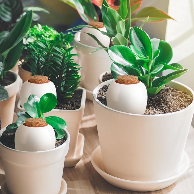Terracotta Watering Spikes, 4 Pack Ollas Self Watering Globes, Slow Release Self Watering Planter Insert, Plant Watering Globes for Indoor and Outdoor Plants
