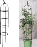 6ft Garden Obelisk Trellis for Climbing Plants-Rustproof Metal Pipe with Heavy Duty Plastic Coated, Garden Outdoor Indoor Potted Plant Support for Clematis Vine Jasmine Support （Black）