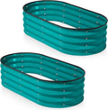 Plant & Plot Galvanized Raised Garden Beds Outdoor // 4×2×1 ft (2-Pack) Planter Raised Beds for Gardening, Vegetables, Flowers (Turquoise) // Large Metal Garden Box