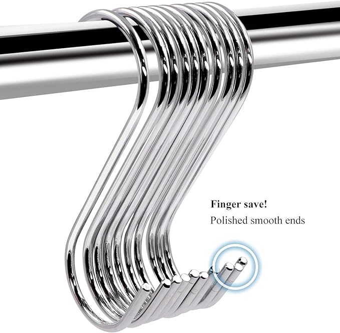 30 Pack 3.7 inch Metal S Hooks Steel S Hooks Plants Hanging Hangers for Kitchen Pans Pots Bags Purse Jeans Jewelry Towels