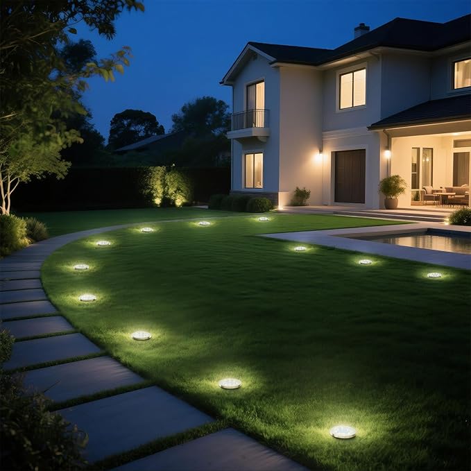INCX 4.6 inch Solar Lights Outdoor Waterproof,12 Pack Solar Lights for Outside, Solar Garden Lights Landscape Lighting for Patio Pathway Lawn Yard Deck Driveway Walkway, Cold White