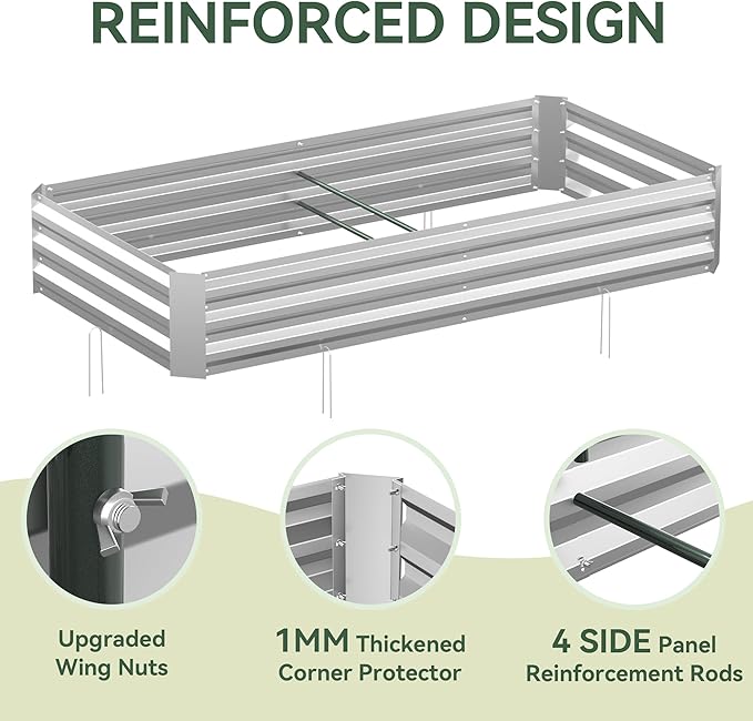 Raised Garden Bed with Self-Watering System, 6x3x1 ft Elevated Planter Boxes Outdoor with PE Cover, Galvanized Raised Beds for Gardening,Vegetables,Flowers, Backyard, Patio