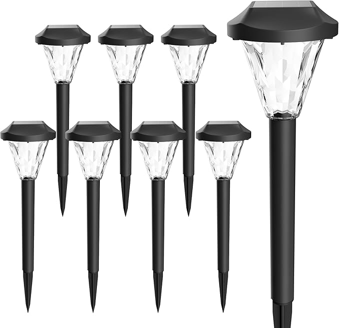 GIGALUMI 8 Pack Solar Lights Outdoor Waterproof, Outdoor Solar Lights for Yard, Solar Garden Lights, Yard Decorations Outdoor for Pathway, Patio, Garden, Driveway, Lawn, and Landscape(Warm White)