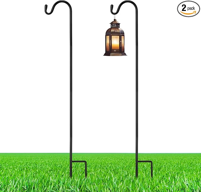 2 Pcs 24 Inch Shepherds Hook for Outdoor Adjustable Bird Feeder Pole Metal Steel Shepard Hooks for Hummingbird Stand Feeder Pole for Garden Plant, Lantern, Hanging Wedding Decor