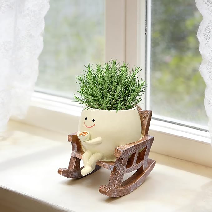 Smiley Face Planter Pot,Cute Plant Pots for Indoor Outdoor with Drainage Hole,Unique Funny Flower Pot for Succulents,Plant Gifts for Mother's Day, Birthday, Christmas