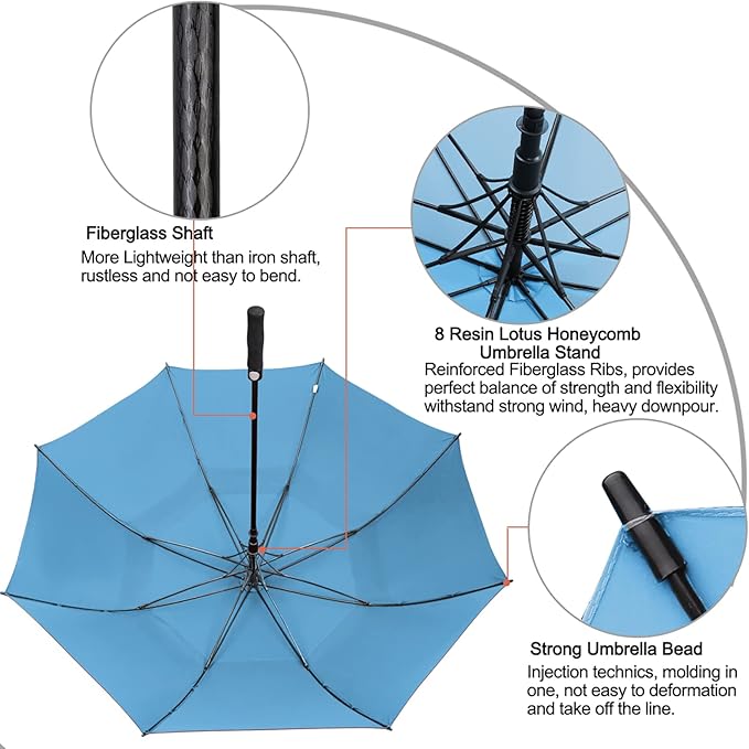 G4Free 47/54/62/68/72 Inch Automatic Open Golf Umbrella Oversize Extra Large Double Canopy Vented Windproof Waterproof Stick Umbrellas