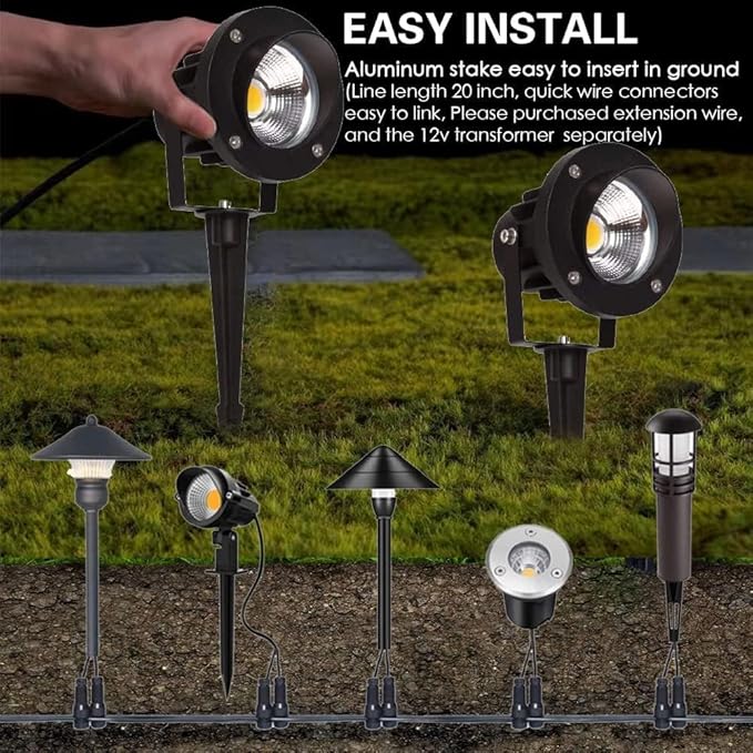 EAGLOD 20W Led 12V AC/DC Flag Spotlights Outdoor Landscape Lights,Low Voltage Landscape Lighting,IP65 Waterproof Flag Lights for Yard Wall Mounted Light 5000K Daylight Lawn Decorative 4Pack