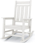 KINGYES Oversized Outdoor Rocking Chair, All-Weather Patio Rocking Chairs for Porch, HDPE Outdoor Patio Rockers with High Back & Wide Seat for Garden, Lawn, White