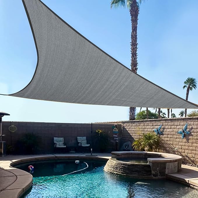 KANAGAWA Sun Shade Sail 10'x10'x14' Dark Gray Triangle UV Block Canopy Awning Shelter Fabric Cloth Screen for Outdoor Patio Garden Backyard