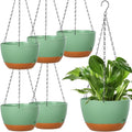 Mumufy 6 Pcs 8 Inch Hanging Planters for Indoor and Outdoor Plants, Green