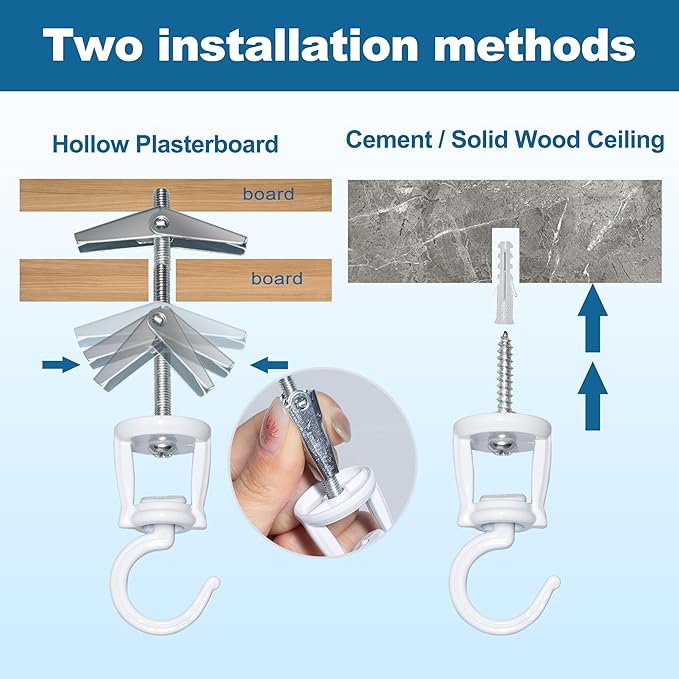 ONIKK Ceiling Hooks for Hanging Plants (4 PCS White), Heavy Duty Metal Plant Hooks, Screw in Hooks for Hanging Birdfeeders, Lamps, Planters, Indoor Outdoor Wall Baskets Hooks up to 33 lbs