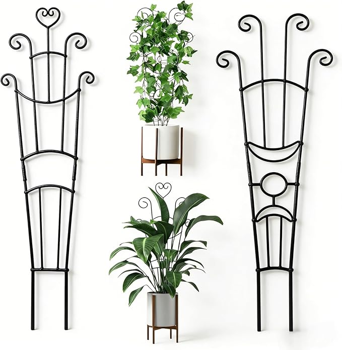 32.6'' Plant Trellis for Potted Climbing Plants Indoor, Rustproof Metal Expandable Plant Supports for Ivy Hoya Monstera Potted Plants,Garden Trellis 2P