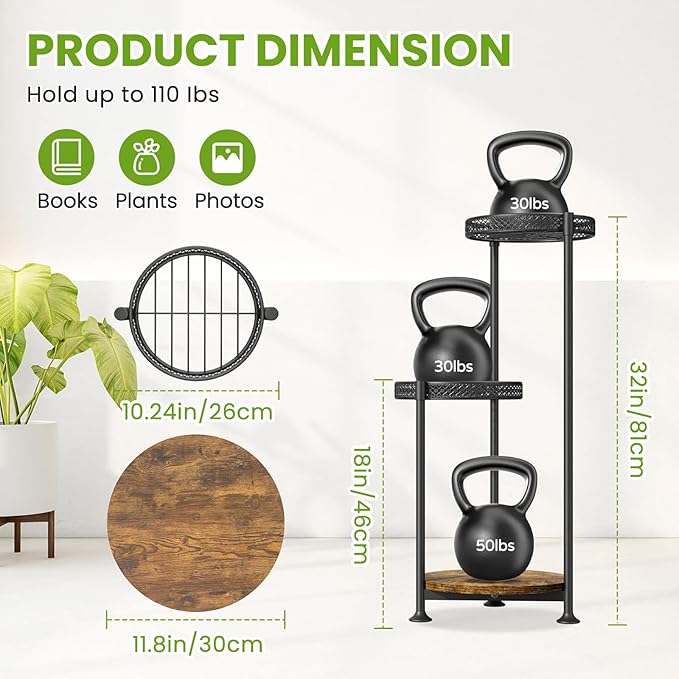 3 Tier Large Plant Stand Indoor Outdoor Clearance 10in Wide Metal Wood Plant Stand for Multiple Plants Black Tall Narrow Plants Display Organizer for Corner Living Room Porch Patio Garden Office