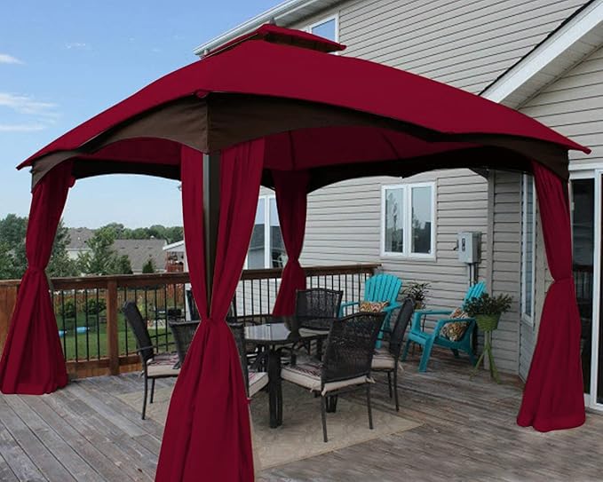 Eurmax USA High Performance Replacement Canopy Top for Lowe's Allen Roth Heavy Duty Gazebo Roof Gazebo Top with Air Vent 10X12 Cover #GF-12S004B-1, Replacement Top Only (Burgundy)