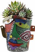 Picasso Abstract Face Flower Pot,Unique Resin Crafted Planter with Drainage Holes,Interesting Colorful Planter with Human face,for Indoor and Outdoor Botanical Home décor (Frown)