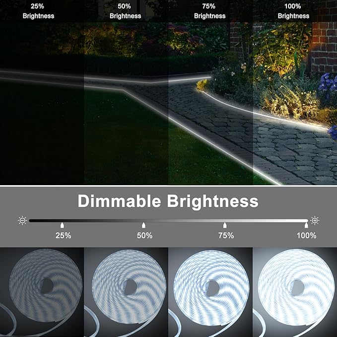 DBFAIRY 50Ft Solar LED Strip Lights Outdoor, Large Capacity Solar Powered Flexible Tape Lights with Remote Dimmable 8 Lighting Modes for Patio Pool Camping Decor, 6000K Cool White