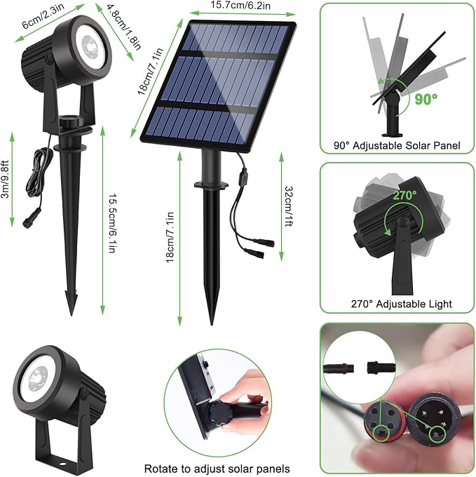 Solar Spotlights Outdoor Waterproof, RGB Landscape Spotlights, Christmas Decorative Solar Spot Lighting for Garden, Yard, Pathway, Lawn, Poolside, Party, 4-in-1 Mounted (RGB, 1 Pack)