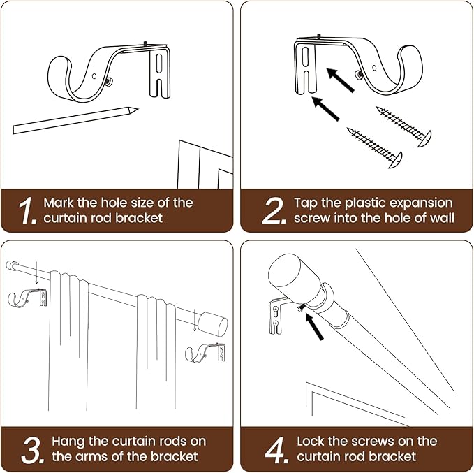 1” Diameter Curtain Rods Itself is 30 to 60 inch 2 Pack Fit 30-54 inch Window with Heavy Duty Adjustable Rod Matte White Splicing Metal Extra Long Curtain Rod for Windows