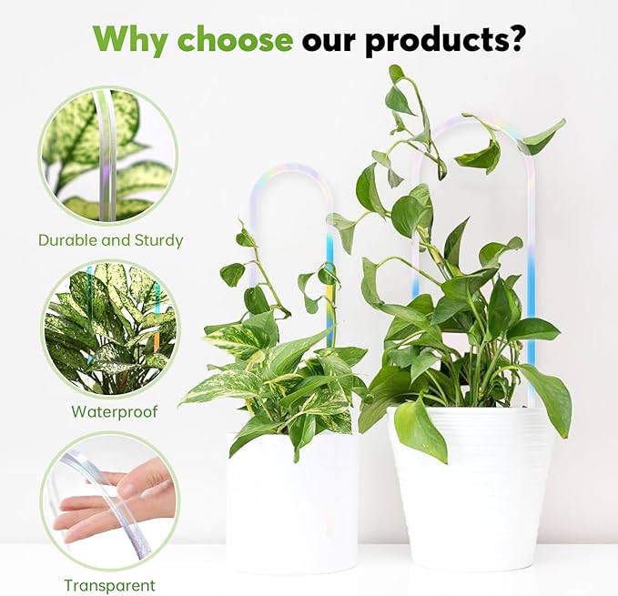 3 Pack U-Shaped Colorful Acrylic Plant Trellis for Indoor Plants, Small Plant Trellis for Potted Plants Climbing Plants, Plant Support Trellis for Vine Ivy Hoya Indoor Outdoor