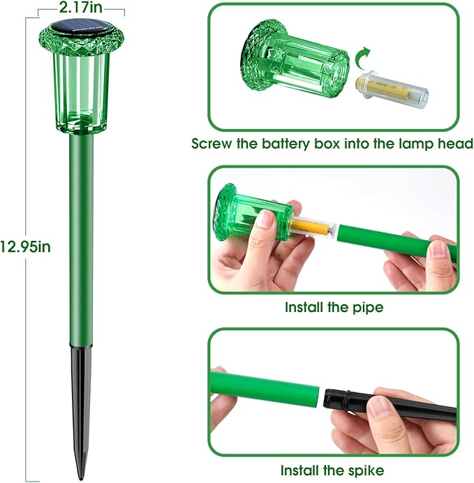 Solar Outdoor Lights, St Patricks Day 10 Pack Solar Pathway Lights Outdoor Waterproof, Stainless Steel Stake Lighting for Garden Yard Path Walkway Driveway Patio Lawn Outside Décor,Green