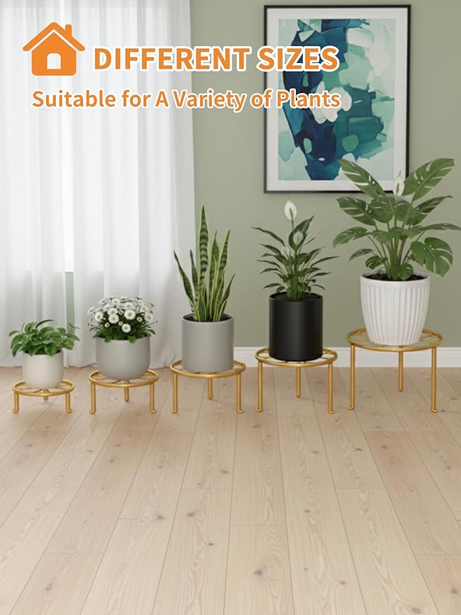 5 Pack Metal Outdoor Plant Stand Heavy Duty Plant Pot Stands for Indoor and Outdoor Round Flower Pot Support Rack for Multiple Display Pot Rack