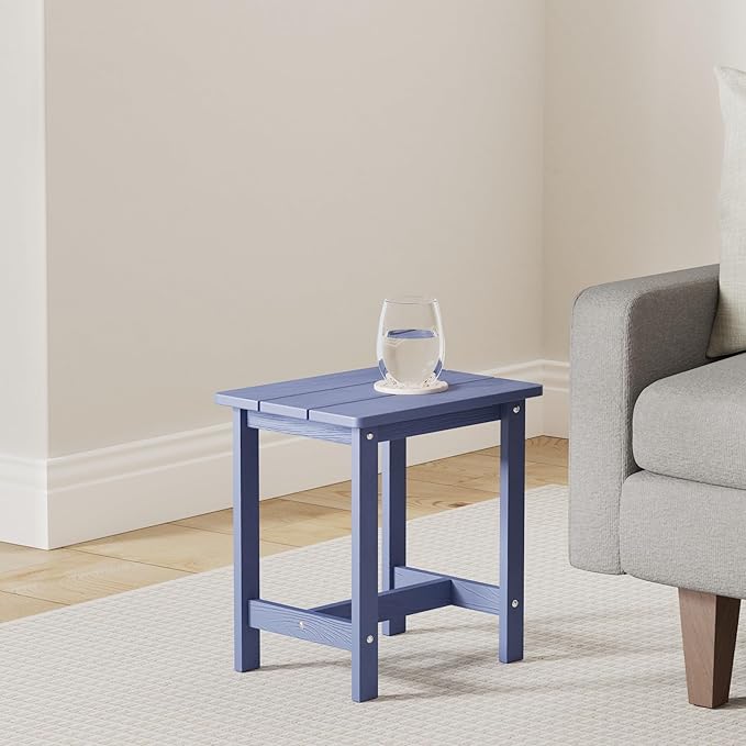 LUE BONA Outdoor Side Table, HDPS Small Outdoor Table, Adirondack Side Table, Outside End Table for Patio, Porch, Deck, Pool, Weather Resistant/Easy Maintenance/Indoor or Outside Use, Navy
