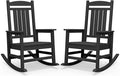 SERWALL HDPE Outdoor Rocking Chair Set of 2, Patio Rocking Chairs, All-Weather Porch Rockers for Adults, Black