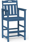 Ciokea Heavy Duty Bar Height Chair, 380lbs Outdoor Adirondack Tall Bar Chair Patio Stool with Arms & High Back, Heavy Duty All-Weather for Balcony, Poolside, Deck and Garden, Navy Blue