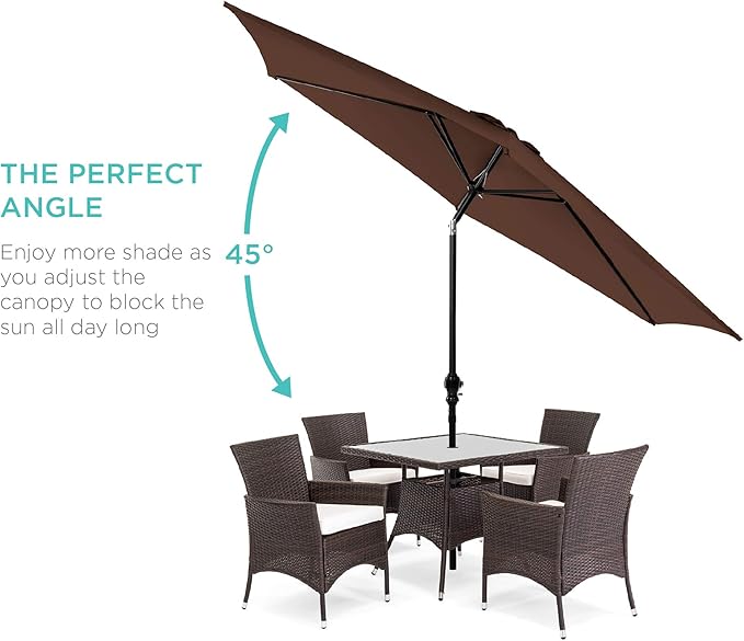 Best Choice Products 10ft Outdoor Table Compatible Steel Polyester Market Patio Umbrella w/Crank and Easy Push Button Tilt
