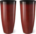Glitzhome 30" H Oversized Tall Planter, Set of 2 Large Outdoor Planters with Drainage Holes, Gradient Red Faux Ceramic Finish, Large Flower Pots Plastic Plant Pots for Indoor Outdoor Front Door Patio