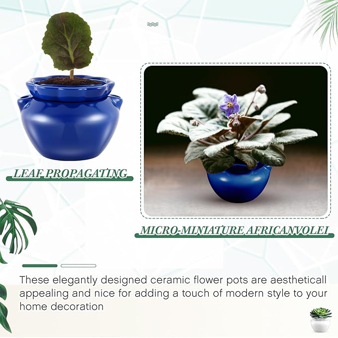 4 Sets African Violet Pots 4 Inch Self Watering Pot for Indoor Ceramic Self Watering Planter for Flower Lovers Ideal Plant Pot Thriving Flower Maintenance