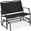 Best Choice Products 2-Person Outdoor Patio Swing Glider Steel Bench Loveseat Rocker for Deck, Porch w/Textilene Fabric, Steel Frame - Black