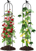 Lalahoni Garden Obelisk Trellis for Climbing Plants Outdoor, 6ft Round Rose Trellis for Pots, Metal Plant Support for Clematis, Jasmine, Ivy, Decorative Outdoor Trellis, Black, 2Pack