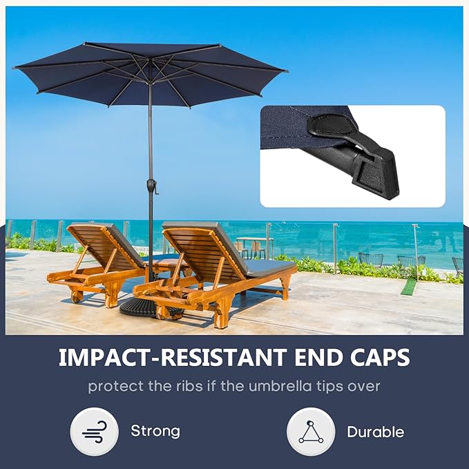 Abba Patio 11FT Lyon Outdoor Patio Umbrella Outdoor Table Umbrella with Push Button Tilt and Crank Market Umbrella 8 Sturdy Ribs UV Protection Waterproof for Garden Deck Backyard Pool, Navy Blue
