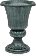 Magshion 20" Urn Planter for Outdoor and Indoor Plants, Large Decorative Front Porch Planter, Vintage Grecian Flower Pot for Patio, Garden & Entryway Décor, Antique Green