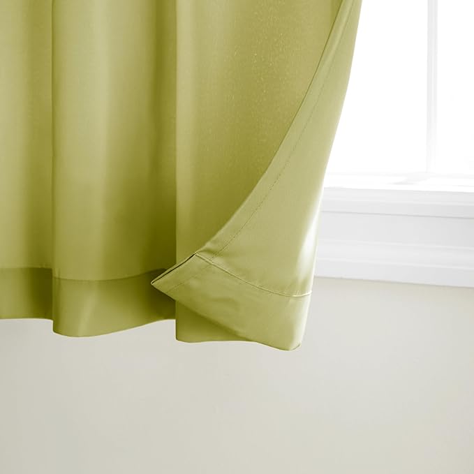 TOWN & COUNTRY BASICS Cabana Solid Heavyweight Indoor Outdoor Curtains, Light Filtering Opacity with Grommet Top, Water Repellent, 2-Pack Set, 54"x96", Kiwi Green