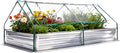 DUMOS Raised Garden Bed with Cover, 8x4x1ft Planter Box Outdoor for Deep-Rooted Herbs/Flowers/Vegetables, Extra Large Metal Garden Bed Mini Greenhouse for Patio, Balcony and Backyard, Silver