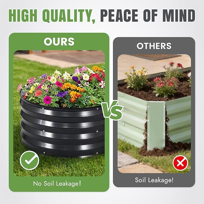 INNO STAGE 3Pcs Galvanized Raised Garden Bed Kit, Outdoor Metal Raised Garden Beds for Vegetables, Rust-Resistant & Easy Assembly, 4x2x1ft Oval Raised beds for Gardening, Flowers, Herbs (CoatedGrey)