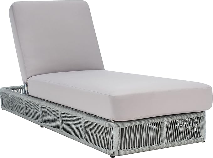 SAFAVIEH Outdoor Collection Gillian Grey Rope/Grey Cushion Chaise Lounge Chair (PAT7527C)